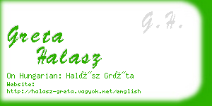 greta halasz business card